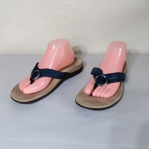Vionic Tide Aloe Leather Navy Toe-Post Sandal Flip Flop Women's sizes 8